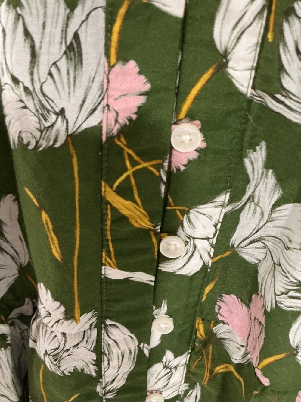 Trovata Olive Green Floral V-Neck Button Midi Dress - Picture 8 of 11